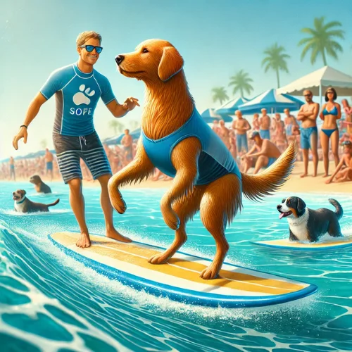 Dog Surfing Instructor
