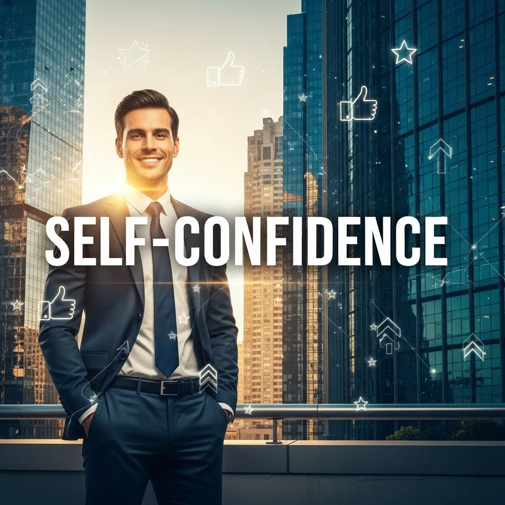 Confident person with text “Self-Confidence”