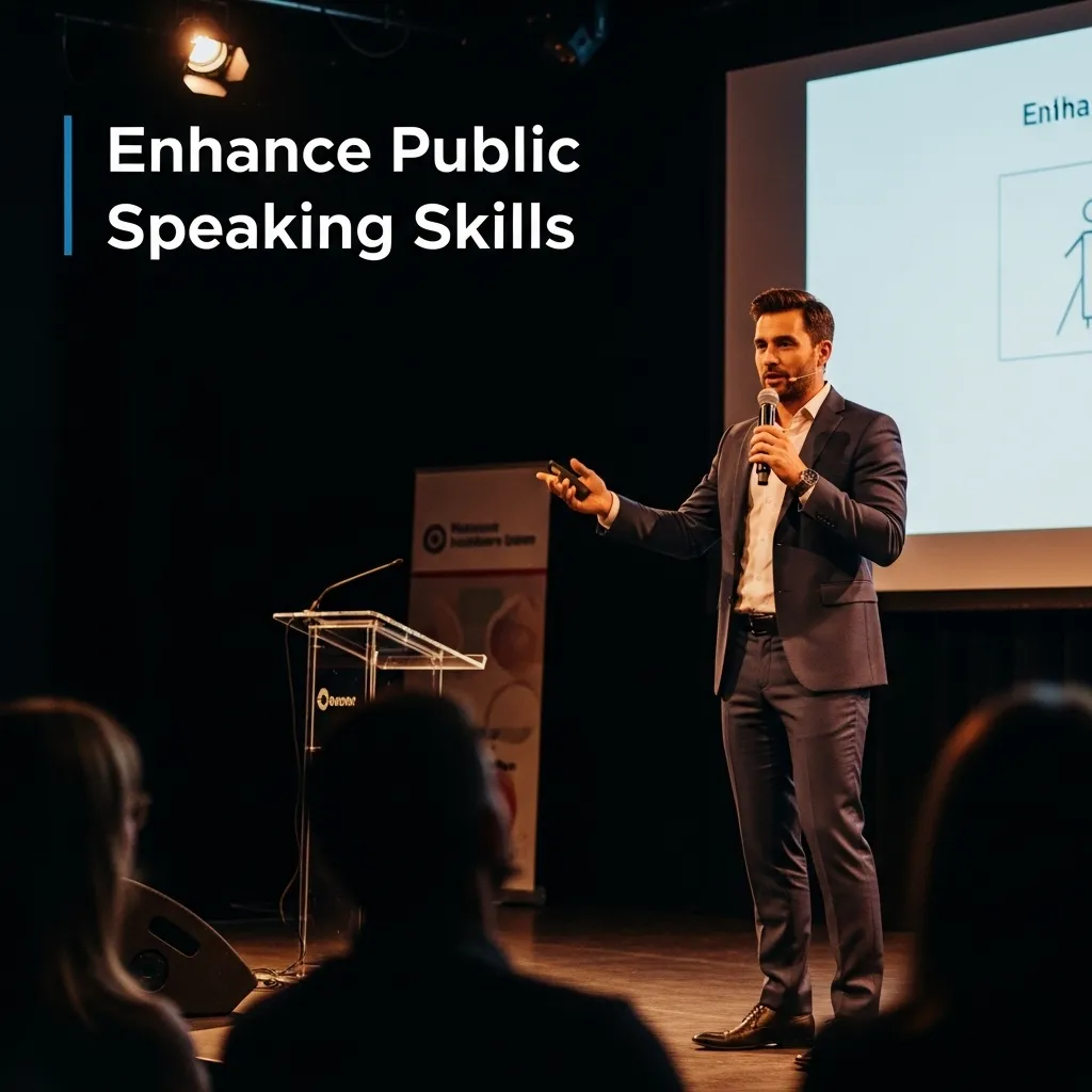 Man practicing public speaking