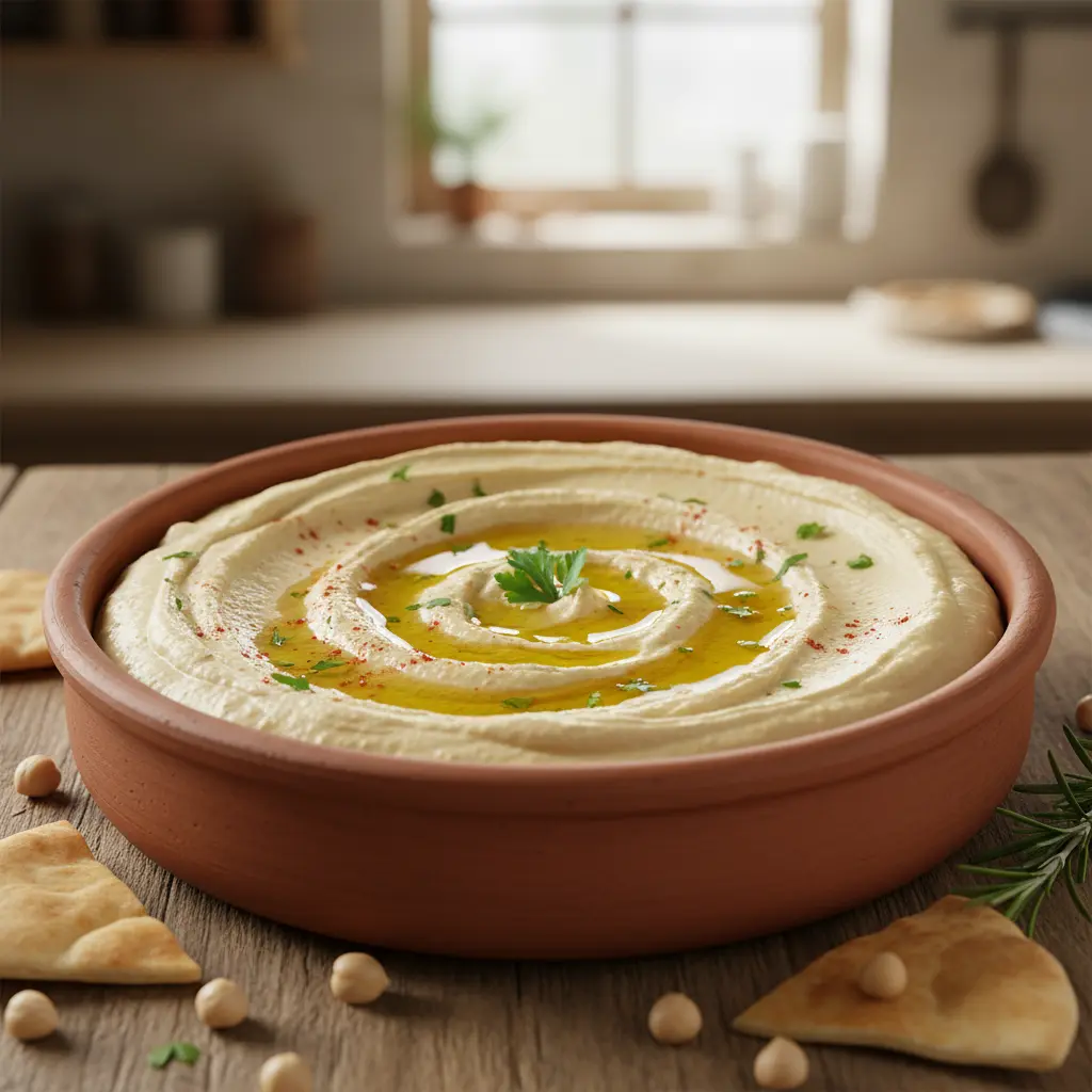 Creamy hummus bowl