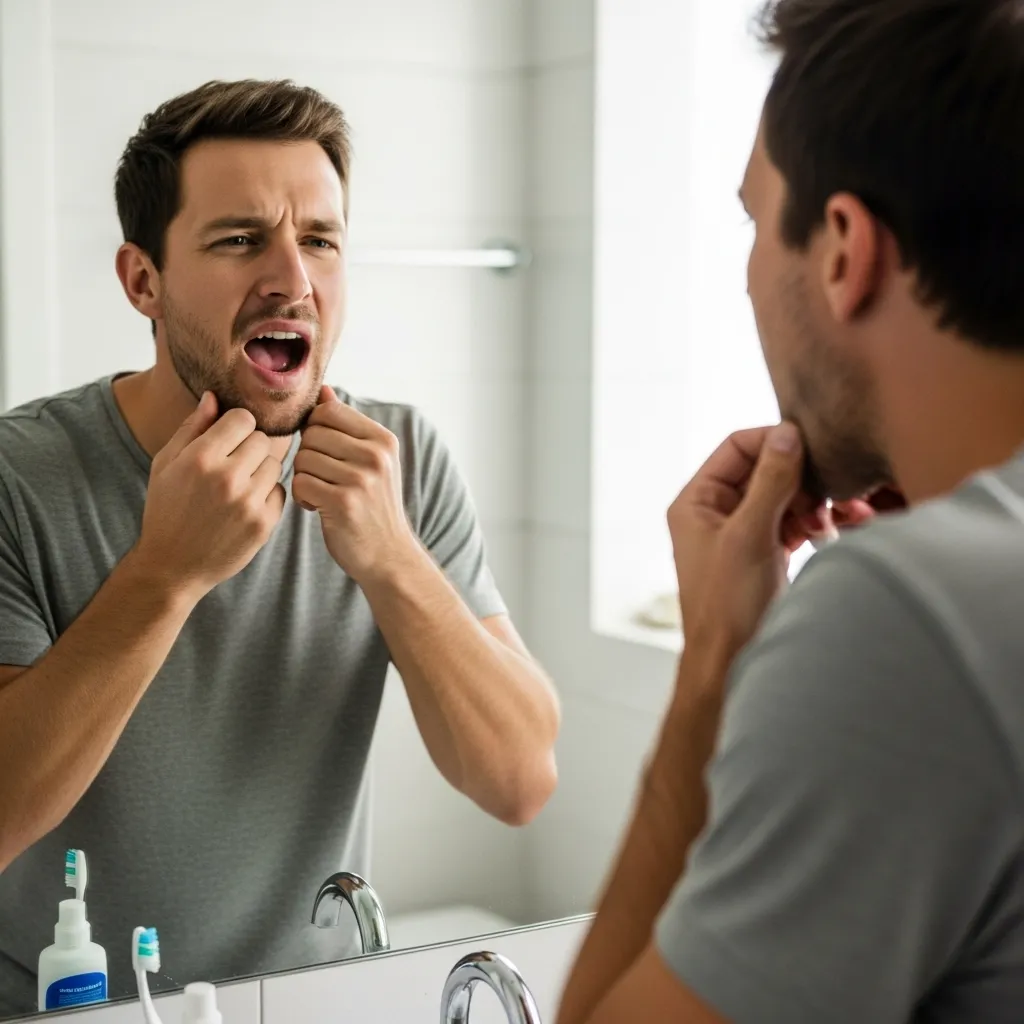 Man doing jaw exercises