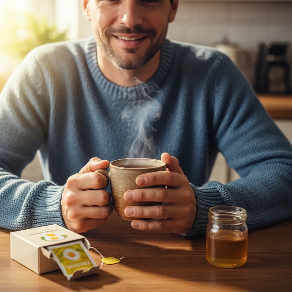 Man drinking herbal tea