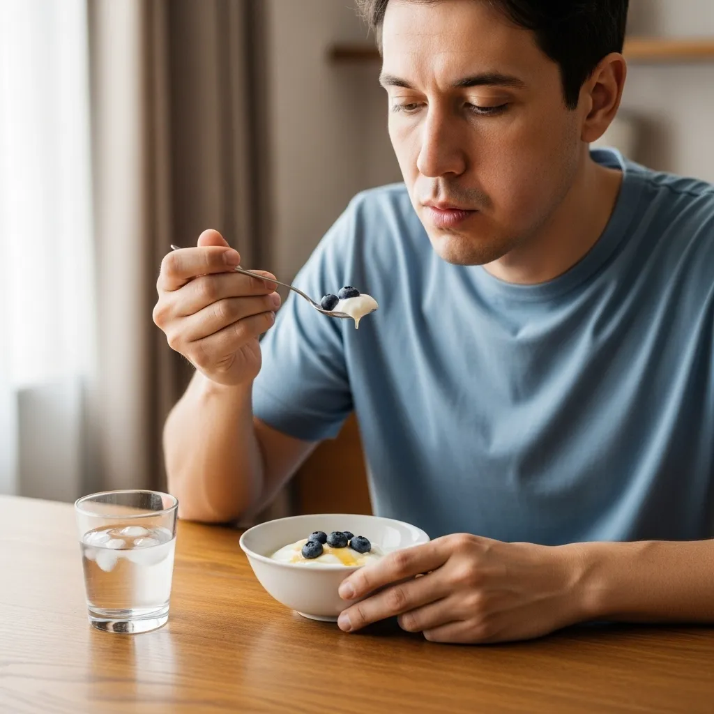 Man eating soft food