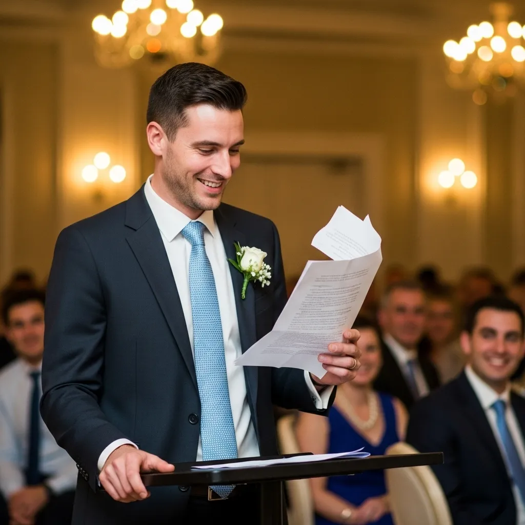 Man handling speech mishap