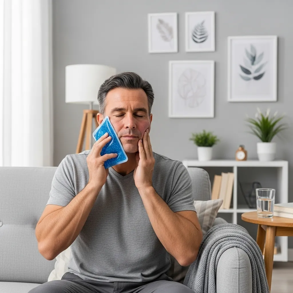 Man using cold compress