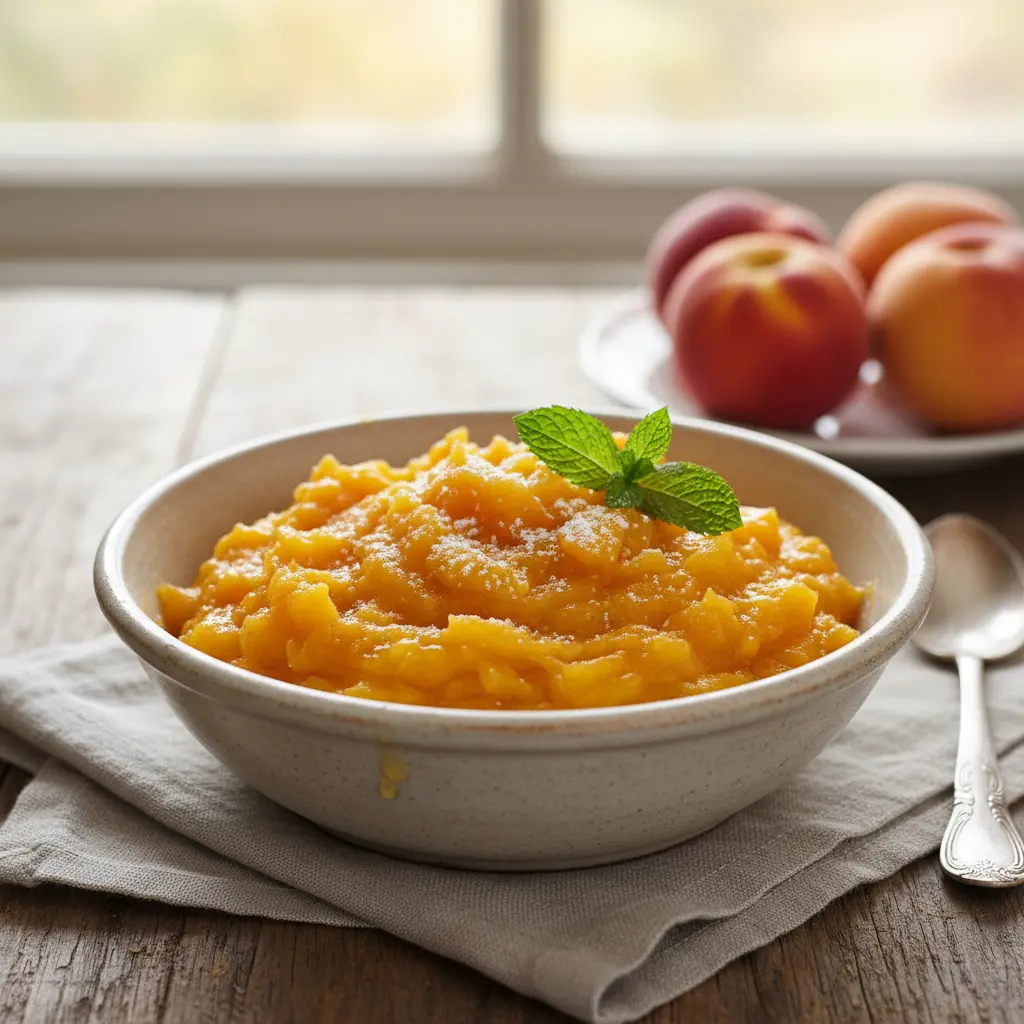 Mashed ripe peaches