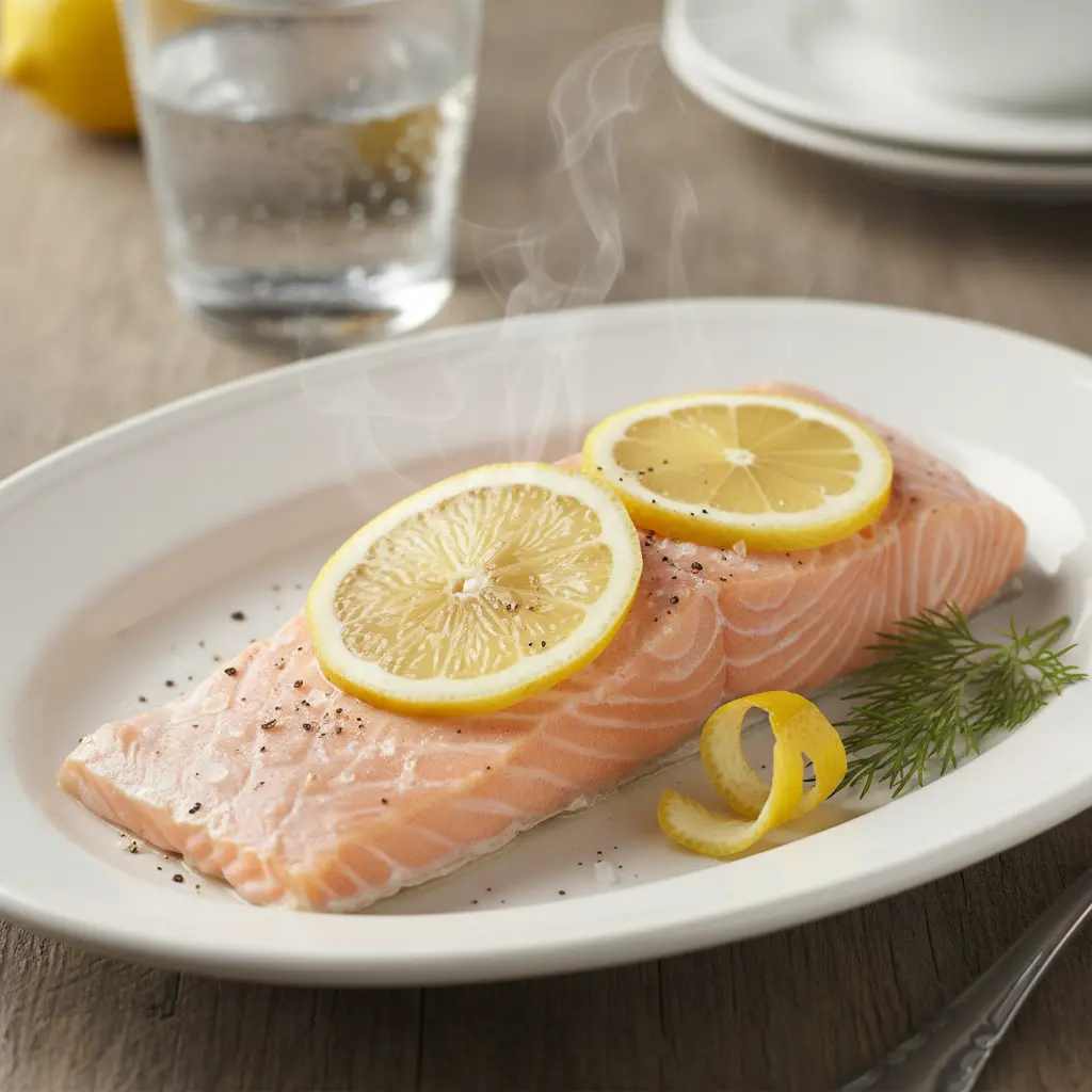 Steamed salmon fillet